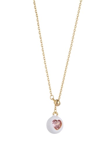 White powder zirconium necklace Brass Enamel Minimalist Heart Earring and Necklace Set