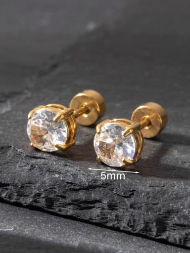 5mm gold (one pair) Stainless steel Cubic Zirconia Geometric Minimalist Stud Earring