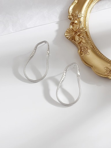 Dumb Silver Copper Hollow Water Drop Minimalist Stud Trend Korean Fashion Earring