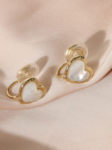 Brass Shell Heart Minimalist Clip Earring