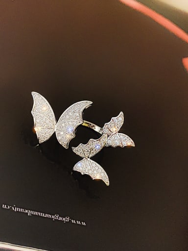 Alloy Rhinestone White Butterfly Trend Statement Ring/Free Size Ring