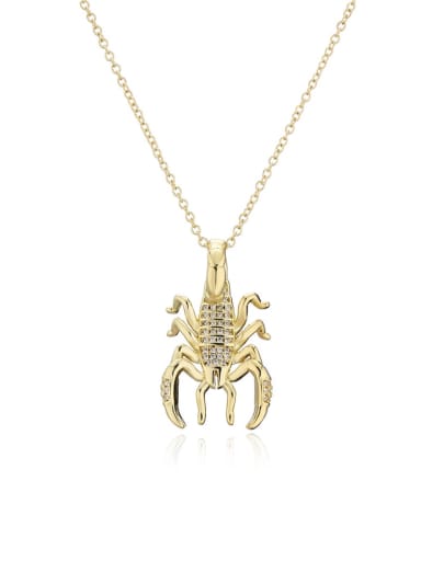 custom Brass Cubic Zirconia Lizard Vintage Scorpion Pendant Necklace