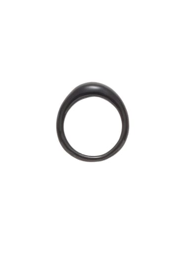 Black Ring Brass Enamel Geometric Minimalist Band Ring