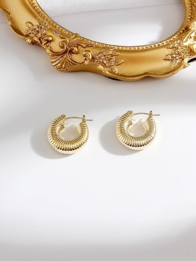 gold Copper  Minimalist  Round Huggie Trend Korean Fashion Earring