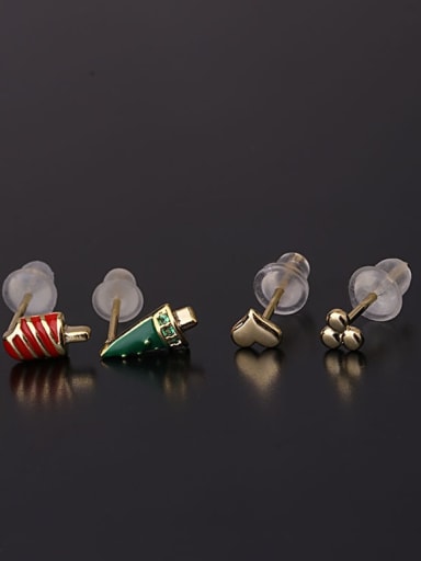 Brass Cubic Zirconia Enamel Heart Cute Single Earring