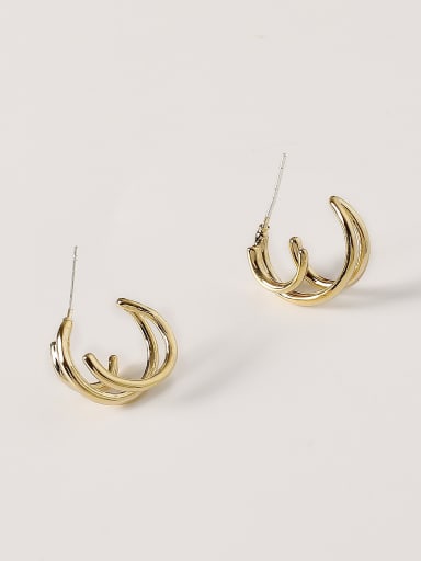 14k Gold Brass Hollow Geometric Minimalist Stud Trend Korean Fashion Earring