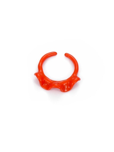Orange pattern Zinc Alloy Enamel Irregular Minimalist Band Ring
