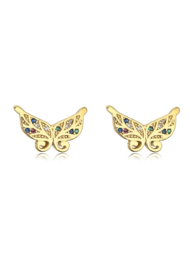 41895 Brass Cubic Zirconia Enamel Butterfly Bohemia Stud Earring
