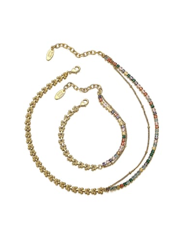 Brass Cubic Zirconia Trend Wheatear Bracelet and Necklace Set