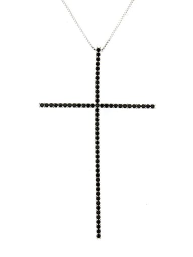 Platinum Plated Black zircon Brass Cubic Zirconia Religious Minimalist Regligious Necklace