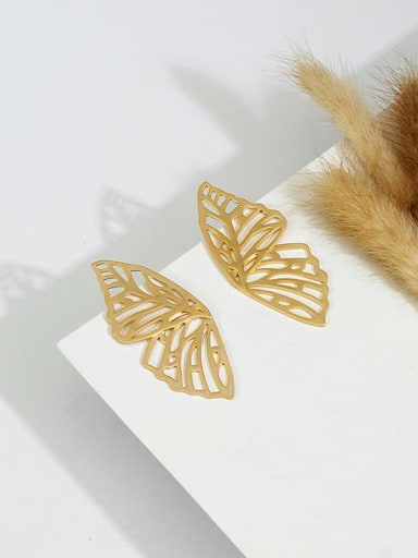 Dumb gold Copper Hollow Butterfly Minimalist Stud Trend Korean Fashion Earring