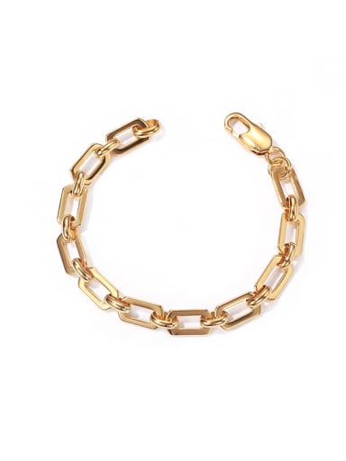 Brass Hollow Geometric Chain Minimalist Link Bracelet