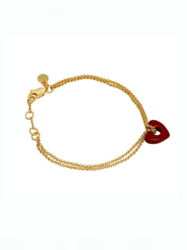 Brass Enamel Heart Vintage Strand Bracelet