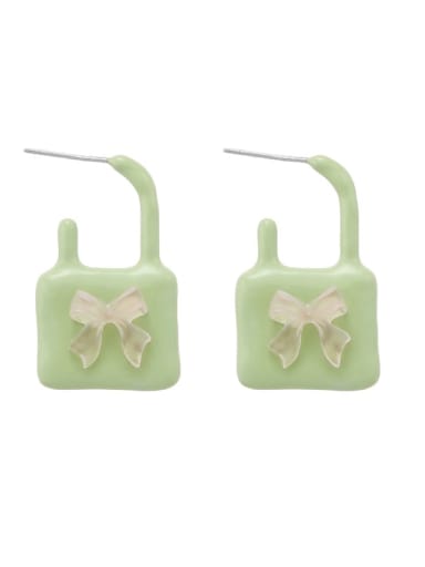 Mint Green Brass Enamel Locket Cute Stud Earring
