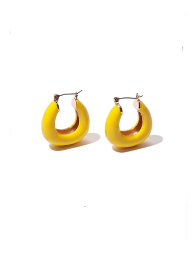 Brass Enamel Triangle Minimalist Huggie Earring