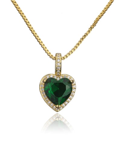 20821 Brass Cubic Zirconia Trend Heart  Pendant Necklace