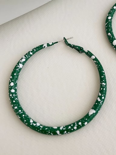 925 Sterling Silver Resin Green Geometric Vintage Stud Earring