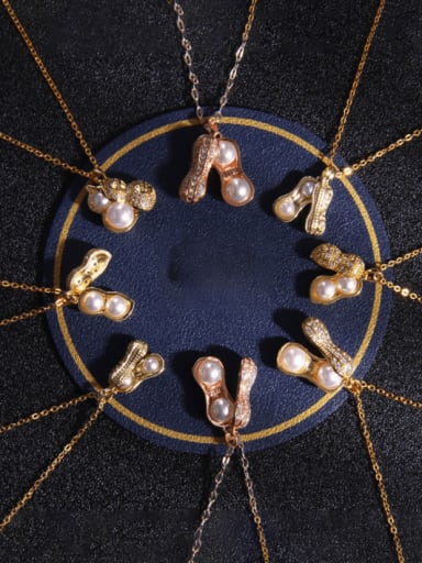 Copper Imitation Pearl Irregular Trend Groundnut Pendant Necklace