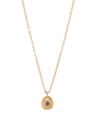 Purple zircon necklace strip Brass Cubic Zirconia Geometric Vintage Necklace