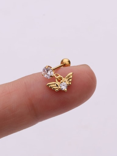 Brass Cubic Zirconia Heart Cute Stud Earring(single)