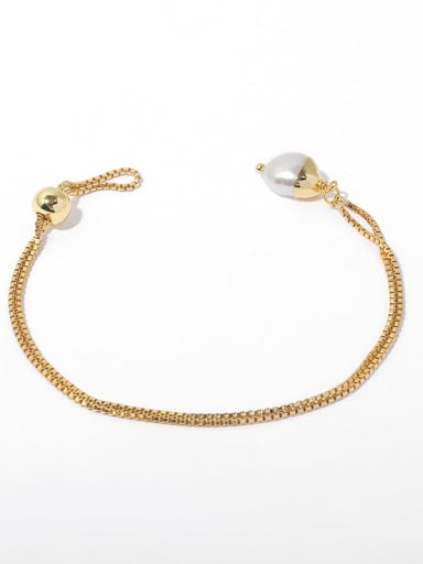 Brass Freshwater Pearl Irregular Minimalist Strand Bracelet