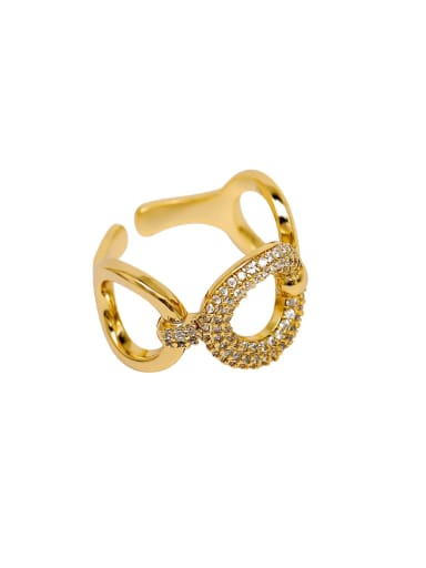 Brass Cubic Zirconia Hollow Geometric Trend Band Ring
