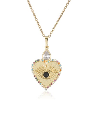 Brass Cubic Zirconia  Trend Heart Pendant Necklace