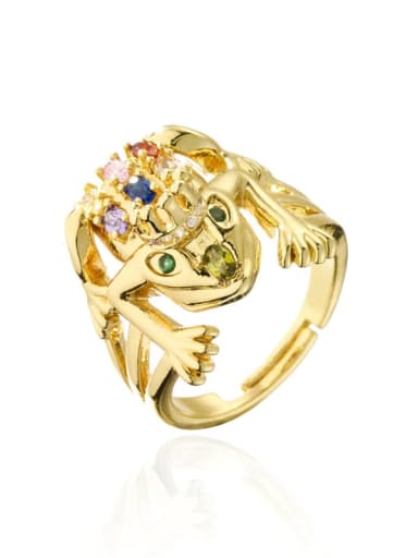 11162 Brass Cubic Zirconia Animal Frog Vintage Band Ring