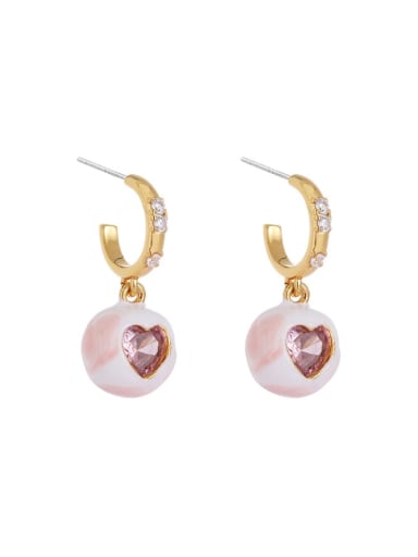 Brass Enamel Minimalist Heart Earring and Necklace Set