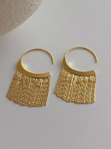 L 142 gold Brass Tassel Trend Hook Earring