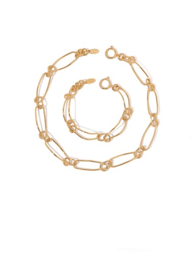Brass Simple Retro Hollow Geometric Chain Necklace
