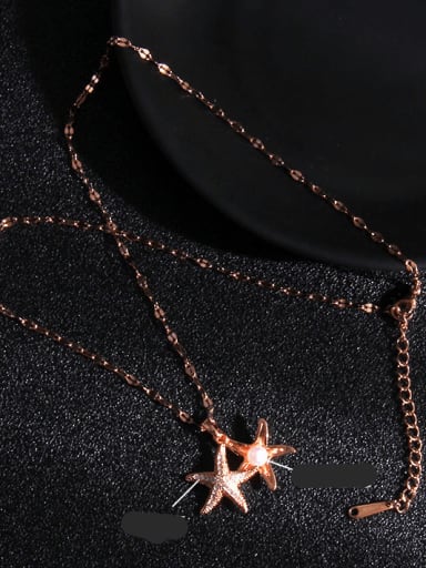 Starfish A167 Copper Imitation Pearl Acrylic Sea  Star Trend Heart Pendant Necklace