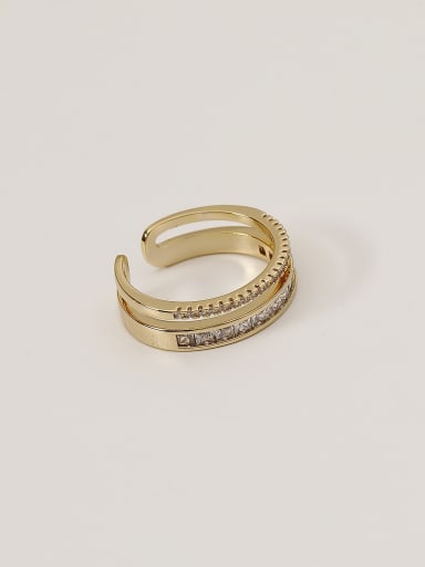 14k gold Brass Cubic Zirconia Geometric Minimalist Band Fashion Ring