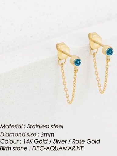 Stainless steel Cubic Zirconia Tassel Dainty Stud Earring
