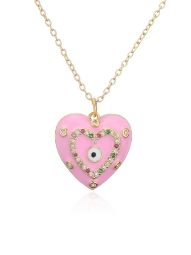 21425 Brass Enamel Vintage Heart  Pendant Necklace