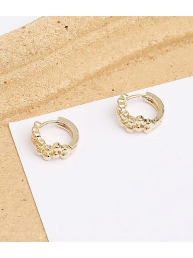 14K  gold Copper Geometric Minimalist Huggie Trend Korean Fashion Earring