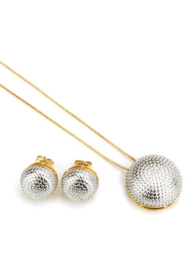 Brass Vintage Round ball Earring and Necklace Set