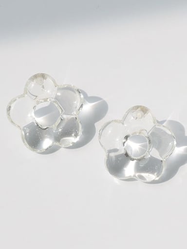 Hand Glass  Flower Minimalist Stud Earring