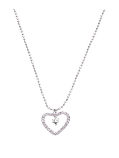 Brass Cubic Zirconia Heart Minimalist Beaded Necklace
