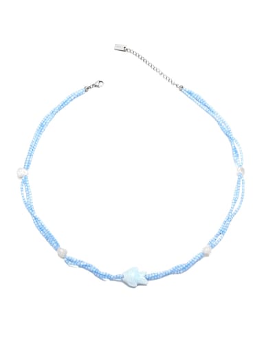 Titanium Steel Glass beads Fish Trend Multi-Layer Necklace