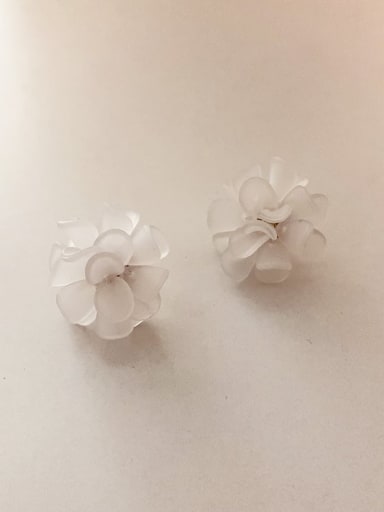 Transparent S925 silver needle Resin Flower Vintage Stud Earring/Multi-Color Optional