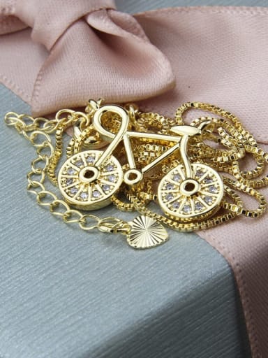 Brass Cubic Zirconia Irregular Minimalist Bike Pendant  Necklace