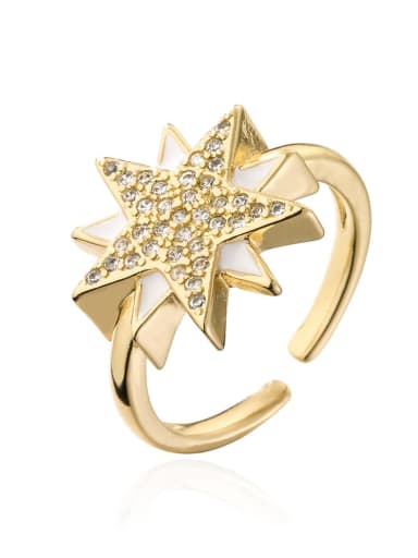 12195 Brass Cubic Zirconia Star Vintage Band Ring