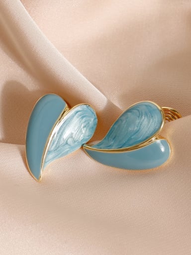 Brass Enamel Heart Minimalist Clip Earring