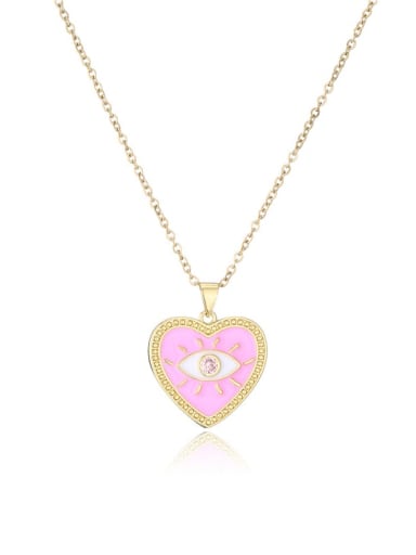 21230 Brass Cubic Zirconia Enamel  Minimalist Heart Pendant Necklace