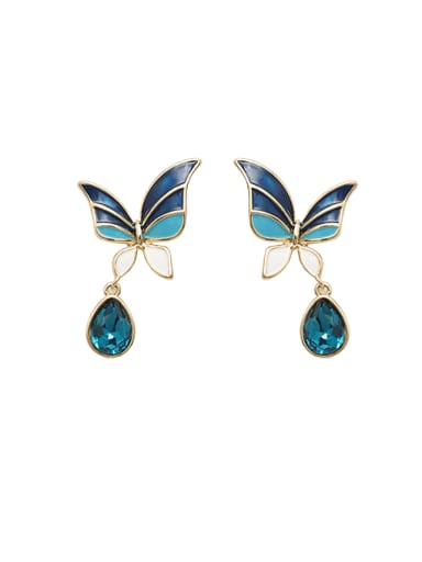 Brass Enamel Butterfly Minimalist Stud Earring
