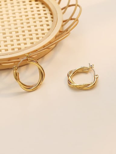 14K  gold Copper Hollow Geometric Minimalist Hoop Trend Korean Fashion Earring