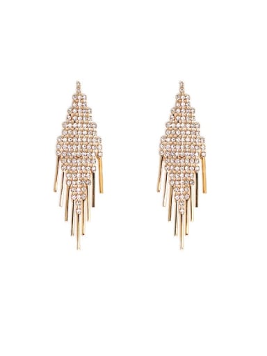 Copper Cubic Zirconia Tassel Luxury Threader Trend Korean Fashion Earring