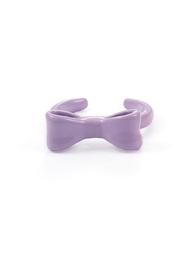 Purple (6, 7) Zinc Alloy Enamel Bowknot Minimalist Band Ring