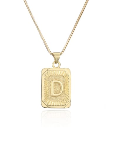 D Brass Letter Hip Hop Geometry Pendant Necklace